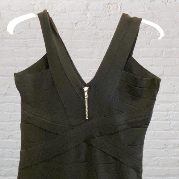 VENUS -- Bandage Dress, Black, Shoulder Straps, Zip Back, Knee Length, Stretchy - Picture 12 of 16